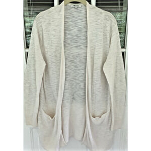 Madewell Summer Ryder Cardigan Open Front Sweater Ivory Pinstripe Lightweight S